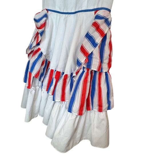 VTG Spanish Flamenco Dress Red White Blue Striped Ruffle Heritage Puerto Rico S - Picture 11 of 13